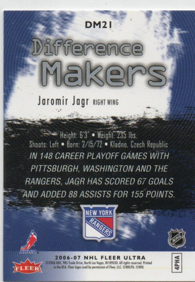  2006-07 Ultra Difference Makers #DM21 Jaromir Jagr