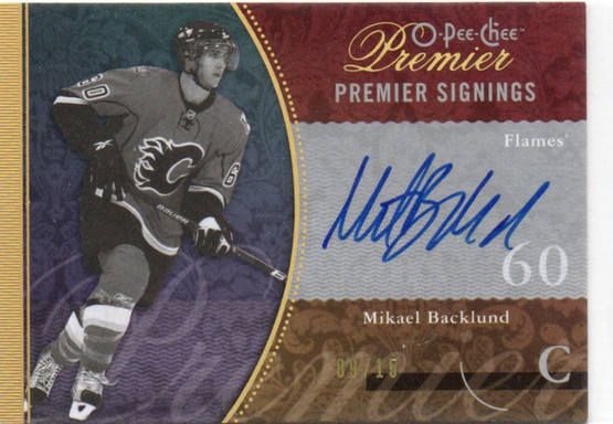  2009-10 OPC Premier Signings Gold #PSMB Mikael Backlund /15