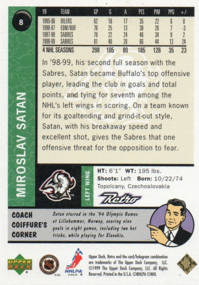  1999-00 Upper Deck Retro Gold #8 Miroslav Satan /150
