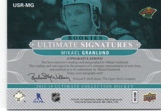  2013-14 Ultimate Rookies #USR-MG Mikael Granlund AU