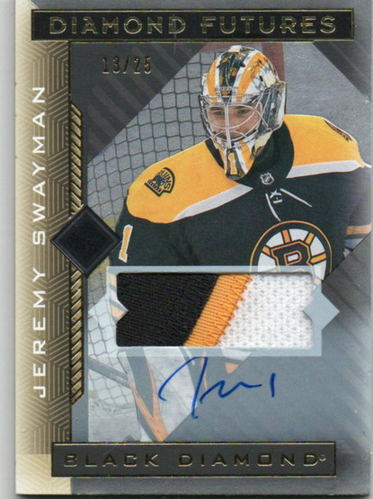  2021-22 Black Diamond Diamond Futures Relic Autographs #BDFJS Jeremy Swayman /25