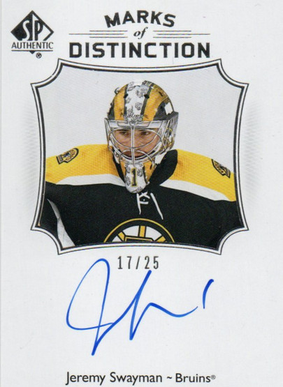  2021-22 SP Authentic Marks of Distinction #MDJS Jeremy Swayman /25 