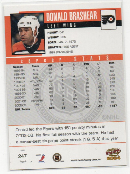  2003-04 Pacific #247 Donald Brashear Minnesota Expo /5