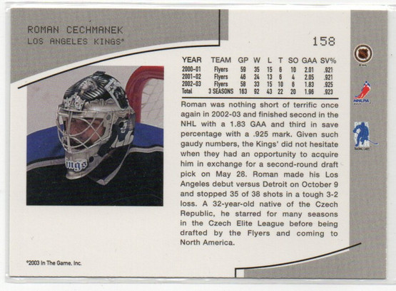  2003-04 BAP Memorabilia Toronto Spring Expo #158 Roman Cechmanek /10