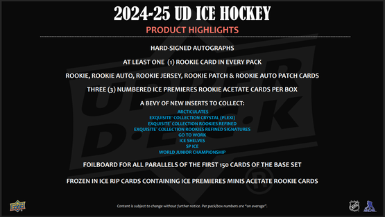 2024-25 Upper Deck Ice Hockey Hobby Box