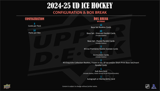 2024-25 Upper Deck Ice Hockey Hobby Box