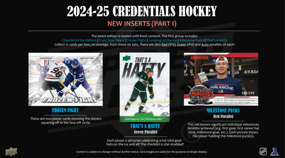2024-25 Upper Deck Credentials Hockey Hobby, loose pack 1pcs