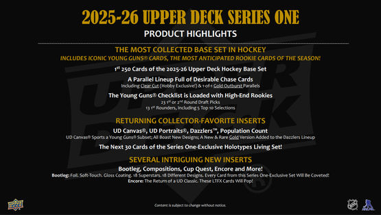 2025-26 Upper Deck Series 1 Hockey Hobby Box