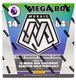 2021-22 Panini Mosaic Premier League Soccer Mega Box – Gold Fluorescent Parallels