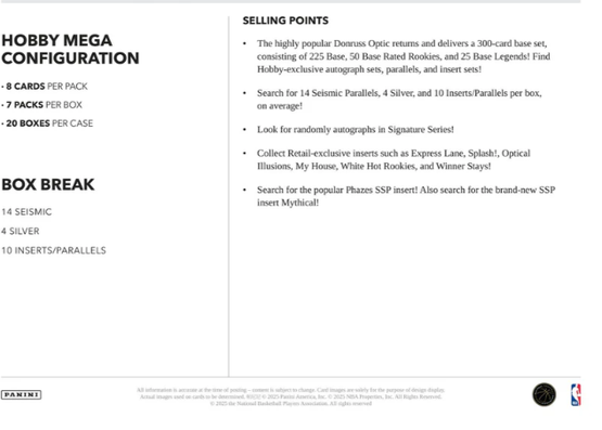 2024-25 Panini Donruss Optic Basketball Mega Box