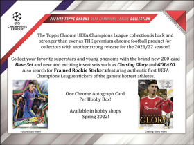 2021-22 Topps Chrome UEFA Club Competitions Soccer Hobby, irtopussi 1kpl