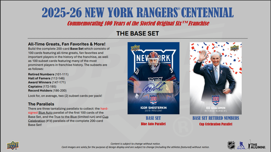 2025-26 Upper Deck New York Rangers Centennial Hobby Box