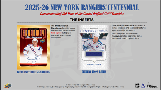 2025-26 Upper Deck New York Rangers Centennial Hobby Box