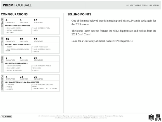 2025 Panini Prizm Football NFL Blaster Box