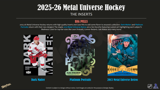 2025-26 Upper Deck Skybox Metal Universe Hockey Hobby, irtopussi 1kpl