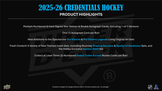 2025-26 Upper Deck Credentials Hockey Hobby Box