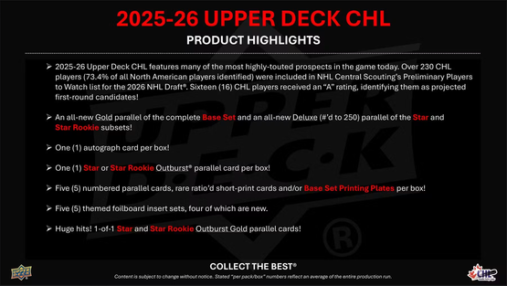 2025-26 Upper Deck CHL Hockey Hobby Box