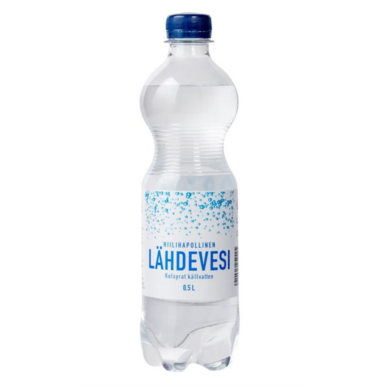 Lähdevesi hiilihapotettu 0,5 litraa  12 plo/pkt
