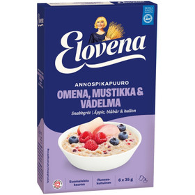 Annospuuro Elovena Hetki omena-mustikka-vadelma 35g  6 pss/pkt