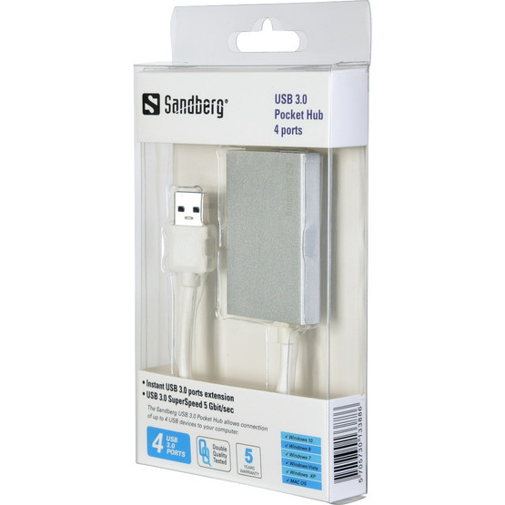 Sandberg USB 3.0 Pocket Hub 4 porttia