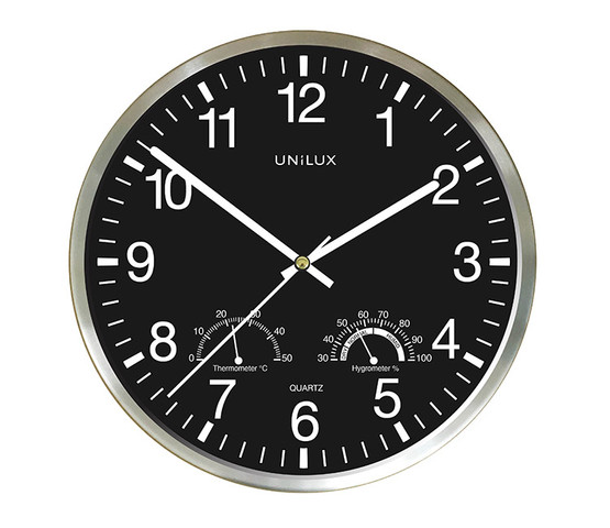 Seinäkello Unilux Wetty harmaa/musta