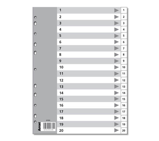 Numerohakemisto A4 kartonki 20-osainen  10 srj/pkt