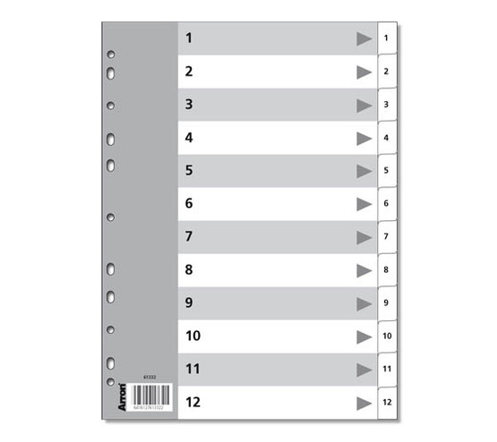 Numerohakemisto A4 kartonki 12-osainen  10 srj/pkt