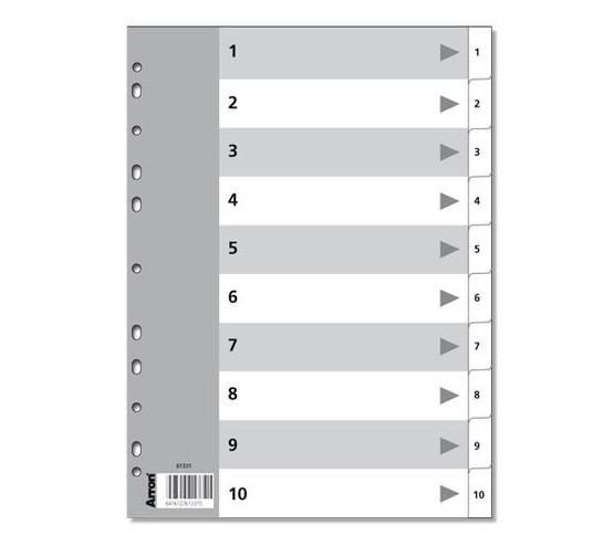 Numerohakemisto A4 kartonki 10-osainen  10 srj/pkt