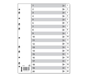 Numerohakemisto A4 muovi 20-osainen  10 srj/pkt