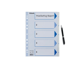 Numerohakemisto A4 muovi 5-osainen 1-5    20 srj/pkt