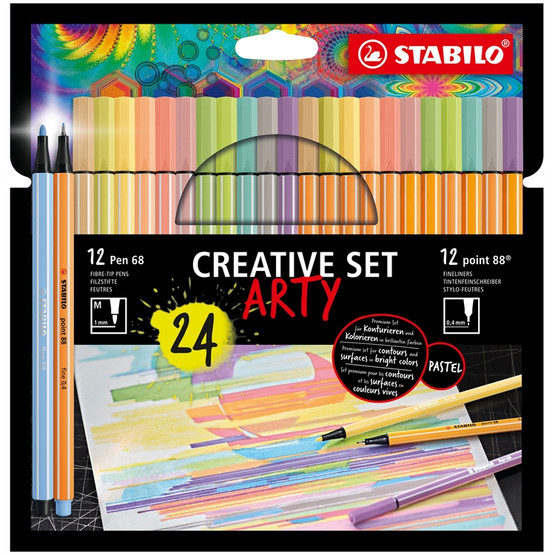 Kuitukärkikynä Stabilo Creative Set Pen 68 + Point 88,  24 kynää