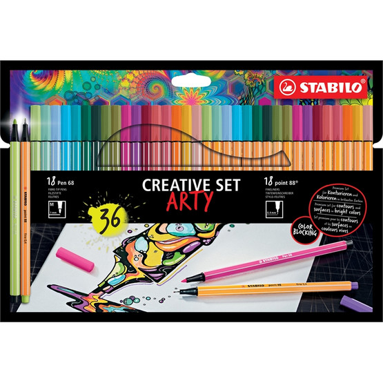 Kuitukärkikynä Stabilo Creative Set Pen 68 + Point 88, 36kpl 