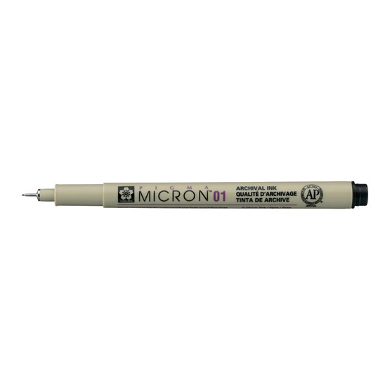 Kuitukärkikynä Sakura Micron 01 musta arkistokelpoinen  12 kpl/pkt