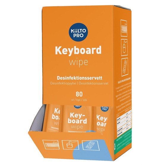 Puhdistusliina Kiilto Pro Keyboard wipe yksittäispakattu 80 kpl