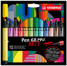 Kuitukärkiynä Stabilo Pen 68 Max Arty 12 väriä
