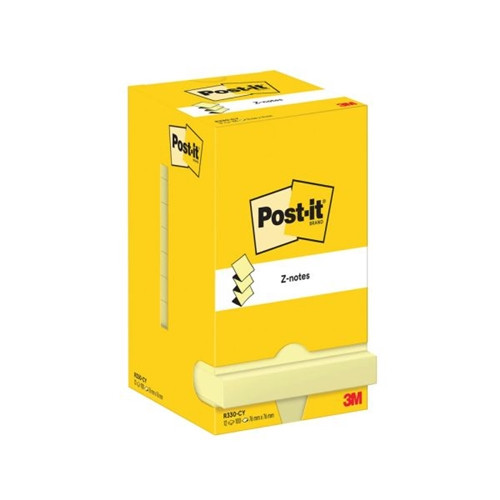 Viestilappu Post-it Z-Notes 76x76mm keltainen  12 lehtiötä / pkt