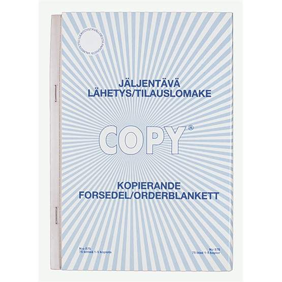 Lähetys/tilauslomake Plastipap 575 A5/75  10 kpl/pkt