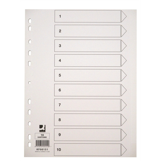Hakemisto Connect A4 10-osainen blanko kartonki valkoinen   5 srj/pkt