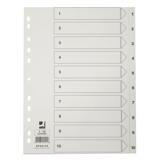 Hakemisto Connect A4 1-10 kartonki valkoinen  5 srj/pkt