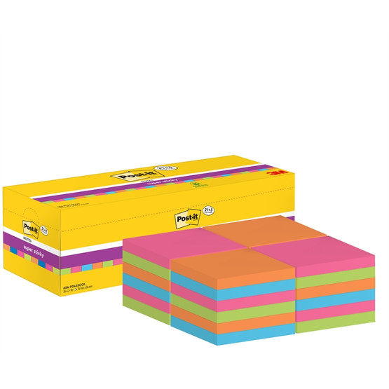 Viestilappu Post-it Super Sticky 76x76mm värilaj 24 lehtiötä / pkt