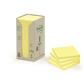 Viestilappu Post-it Recycled 654 76x76mm keltainen 16 lehtiötä / pkt