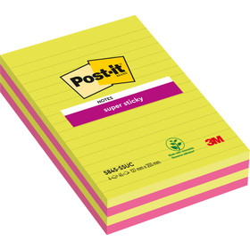 Viestilappu Post-it Super Sticky 127x203mm viivat ultra 4 kpl/pkt