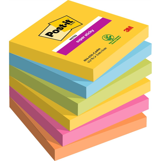 Viestilappu Post-it Super Sticky 76x76mm carnival 6 lehtiötä / pkt