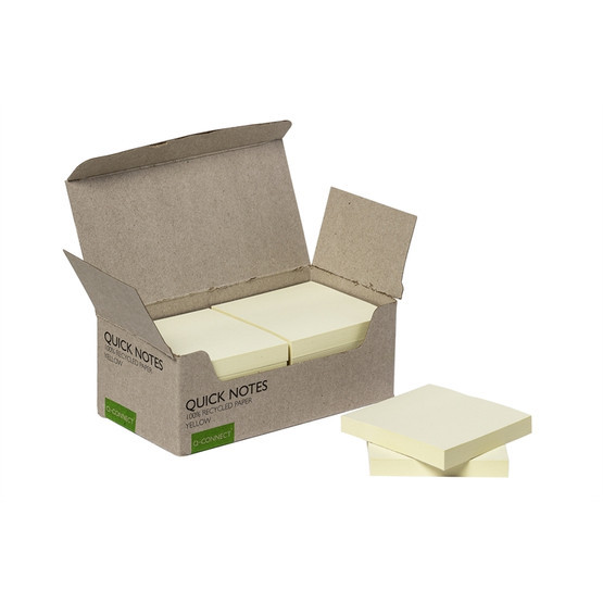 Viestilappu Connect Recycled 76x76mm keltainen 12 kpl/pkt