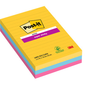 Viestilappu Post-it Super Sticky 101x152mm viivat  3 lehtiötä / pkt