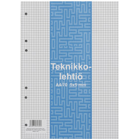 Teknikkolehtiö A4/70 5X5 liimaselkä 10 kpl/pkt