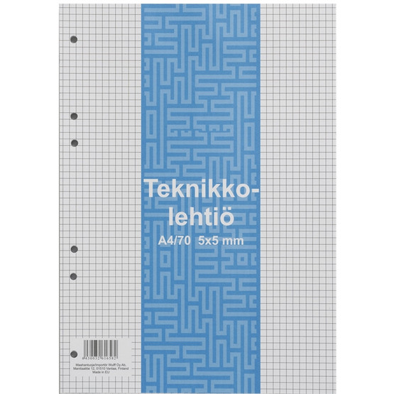 Teknikkolehtiö A4/70 5X5 liimaselkä 10 kpl/pkt
