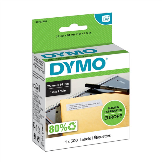 Tarra Dymo LW 54x25mm osoite / 500 pysyvä liima