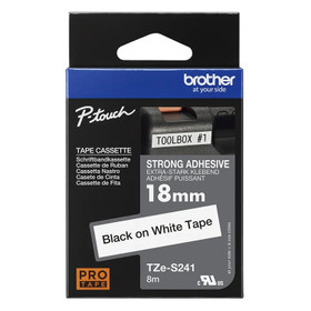 Brother P-Touch  TZe-S241 18mm musta/valkoinen strong