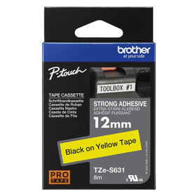 Brother P-Touch TZe-S631 12mm musta/keltainen strong